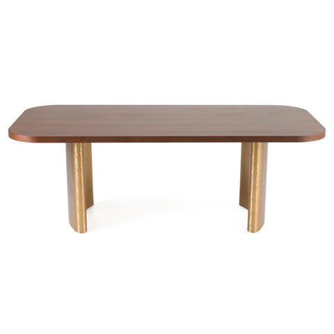 Modrest Marjorie Modern Walnut & Brushed Gold Rectangular Dining Table Model VGGMDT-1705-WAL