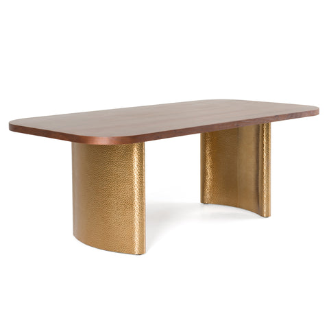 Modrest Marjorie Modern Walnut & Brushed Gold Rectangular Dining Table Model VGGMDT-1705-WAL
