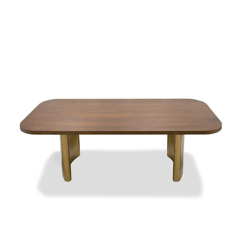 Modrest Marjorie Modern Walnut & Brushed Gold Rectangular Dining Table Model VGGMDT-1705-WAL