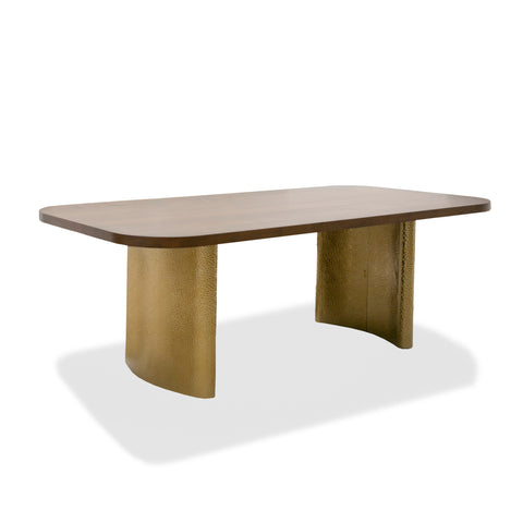 Modrest Marjorie Modern Walnut & Brushed Gold Rectangular Dining Table Model VGGMDT-1705-WAL