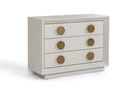 Modrest Marjorie Modern Cream & Brushed Gold Nightstand Model VGGMCHD-1705-3A-CRM