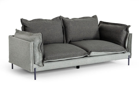 Divani Casa Mars Modern Grey & Dark Grey Fabric Sofa Model VGCF591-DKGRY-S