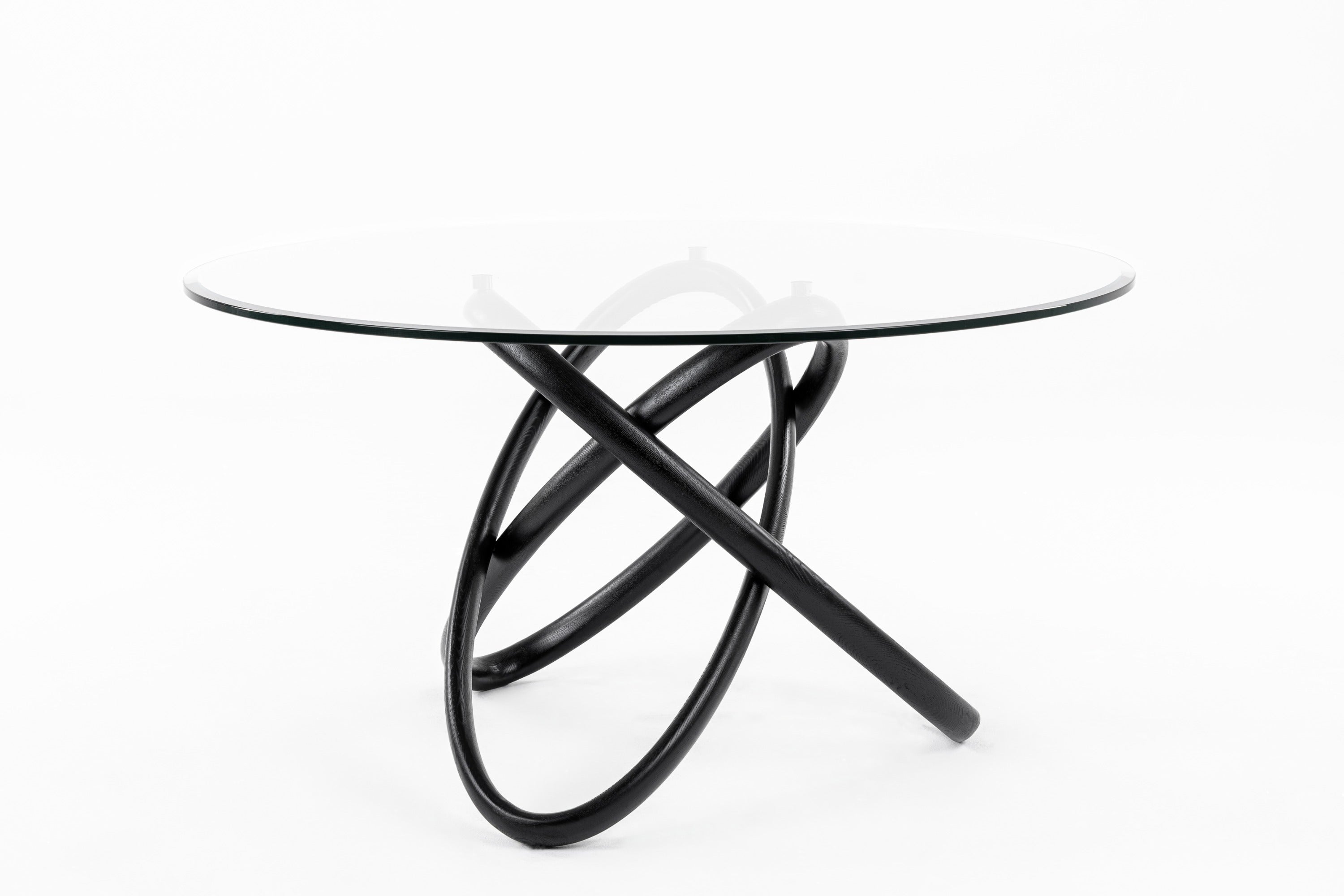 Modrest Mason Round Glass & Black Ash Dining Table  Model VGCSDT-16138-BLK