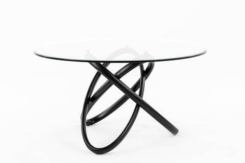 Modrest Mason Round Glass & Black Ash Dining Table  Model VGCSDT-16138-BLK