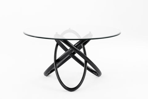 Modrest Mason Round Glass & Black Ash Dining Table  Model VGCSDT-16138-BLK