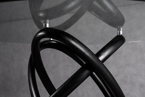 Modrest Mason Round Glass & Black Ash Dining Table  Model VGCSDT-16138-BLK