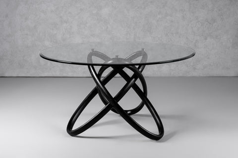 Modrest Mason Round Glass & Black Ash Dining Table  Model VGCSDT-16138-BLK