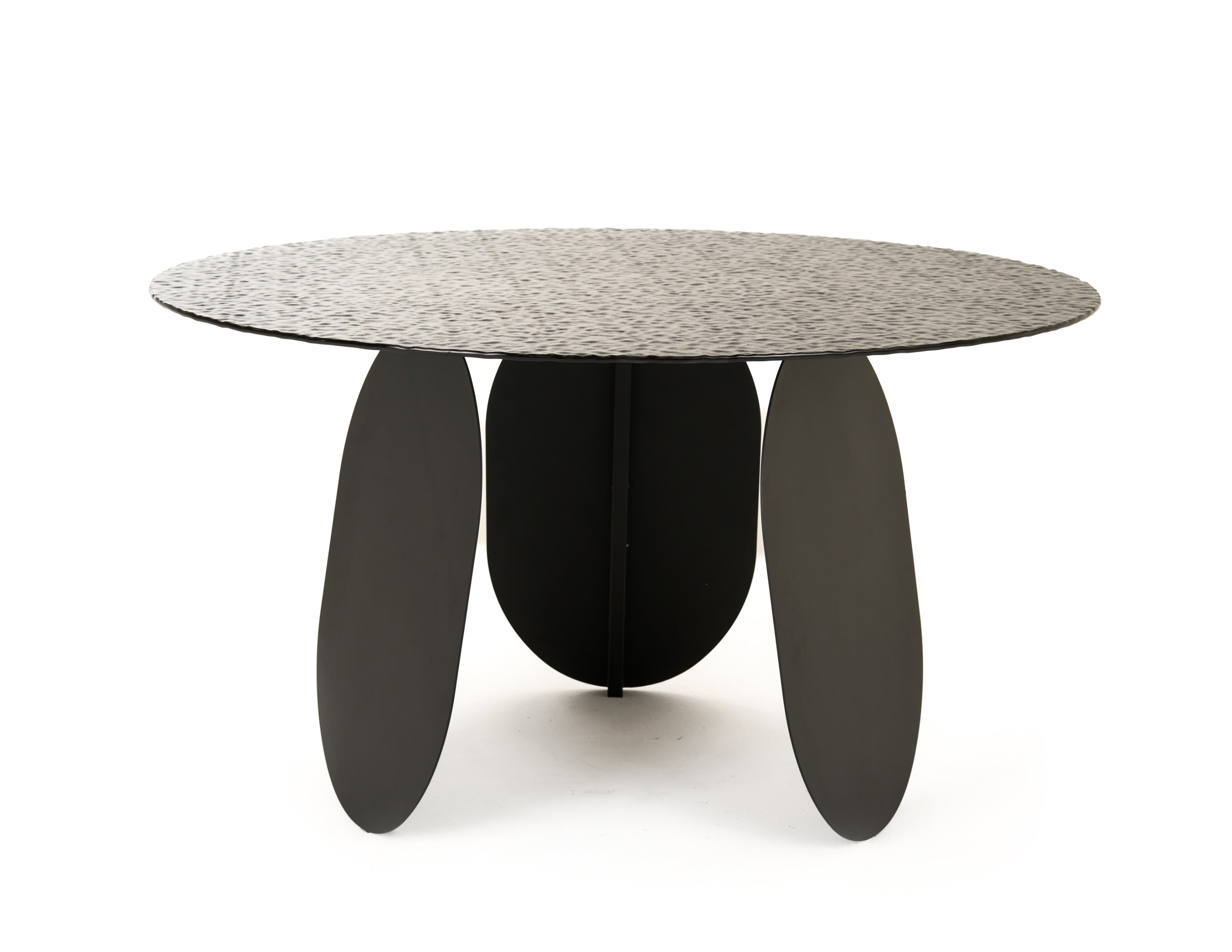 Modrest Maxine Modern Hammered Grey Glass Round Dining Table Model VGYF-DT9003