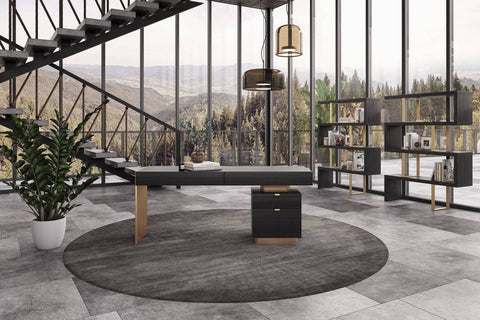 Modrest Maze Elm Grey & Gold Bookcase Model VGBBMT1303-GLD-BOOK