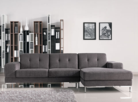 Divani Casa Forli Modern Grey Fabric Right Facing Sectional Sofa Model VGMB-1071B-GRY-RAF
