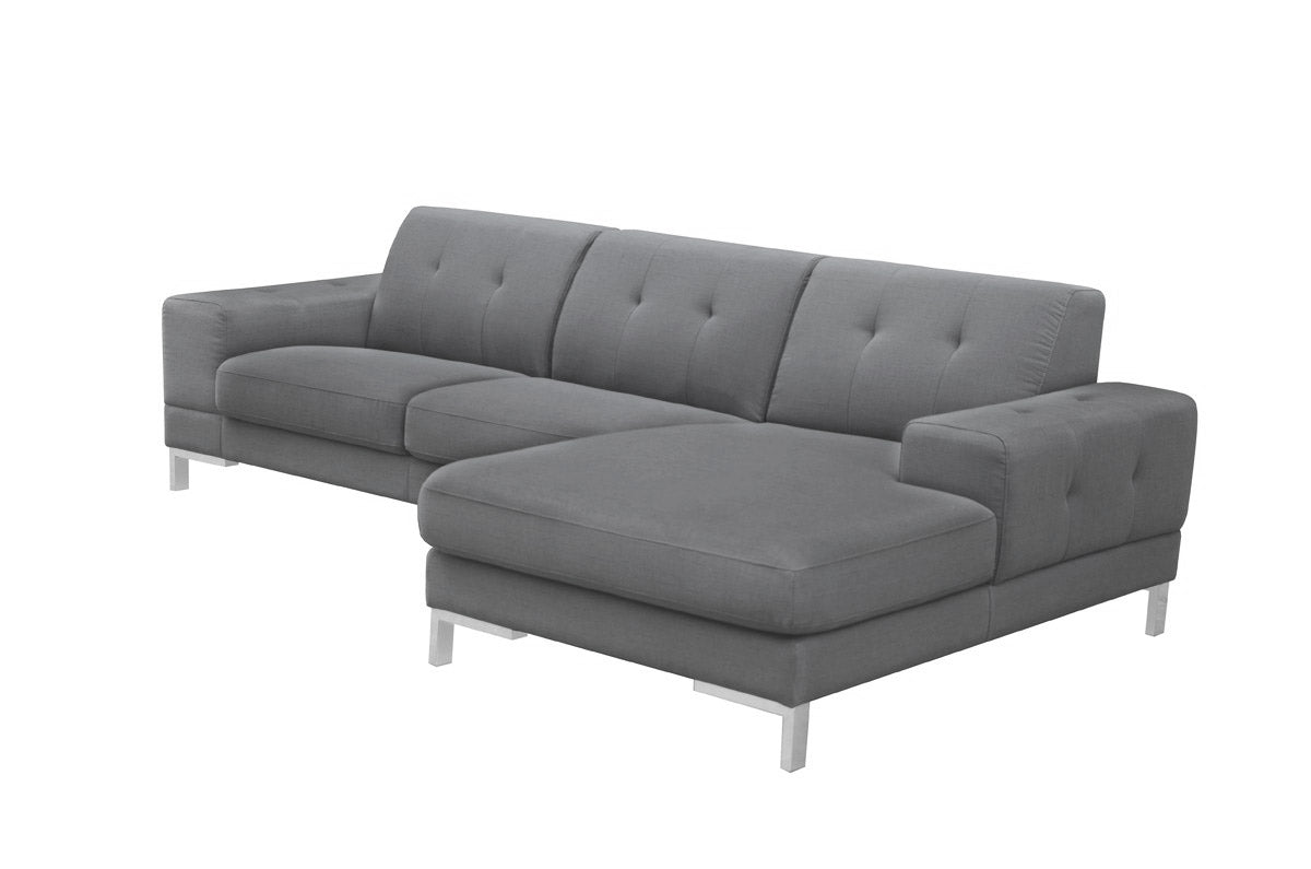 Divani Casa Forli Modern Grey Fabric Right Facing Sectional Sofa Model VGMB-1071B-GRY-RAF