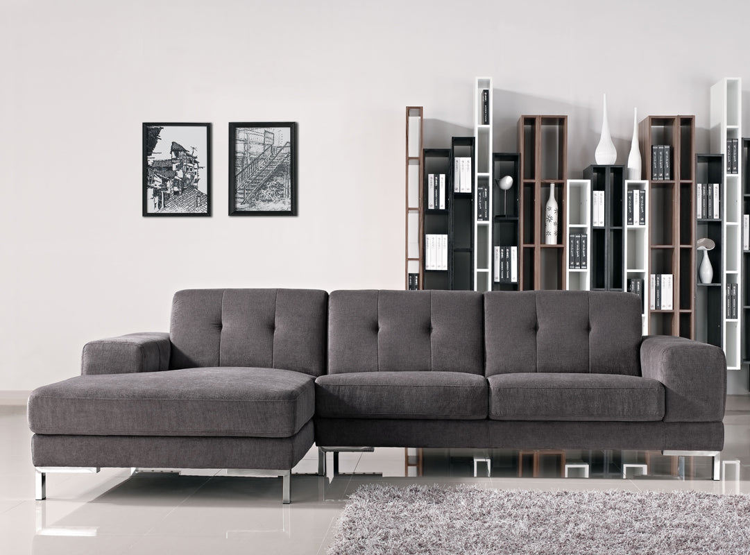 Divani Casa Forli Modern Grey Fabric Left Facing Sectional Sofa Model VGMB-1071B-GRY-LAF