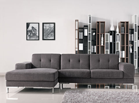 Divani Casa Forli Modern Grey Fabric Left Facing Sectional Sofa Model VGMB-1071B-GRY-LAF