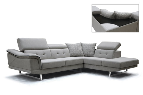 Divani Casa Gaviota Modern Grey Fabric Sectional Sofa Model VGMB-1617-GRY