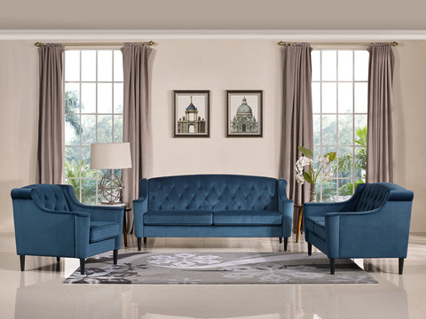 Divani Casa Carly Transitional Blue Velour Chair Model VGMB-1702-BLU-CHR