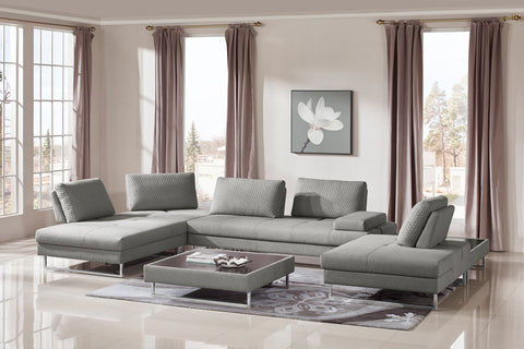 Divani Casa Baxter Modern Grey Fabric Sectional Sofa & Coffee Table Model VGMB-1766-GRY