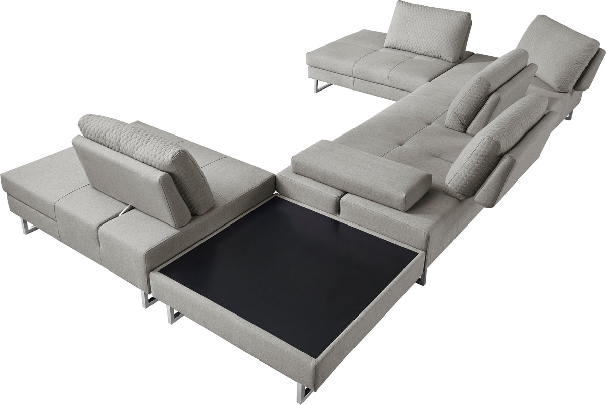 Divani Casa Baxter Modern Grey Fabric Sectional Sofa & Coffee Table Model VGMB-1766-GRY