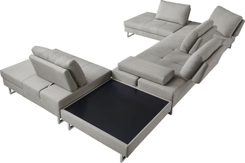 Divani Casa Baxter Modern Grey Fabric Sectional Sofa & Coffee Table Model VGMB-1766-GRY
