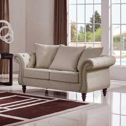 Divani Casa Nadine Transitional Beige Fabric Loveseat Model VGMB-1769-BGE-LOVE
