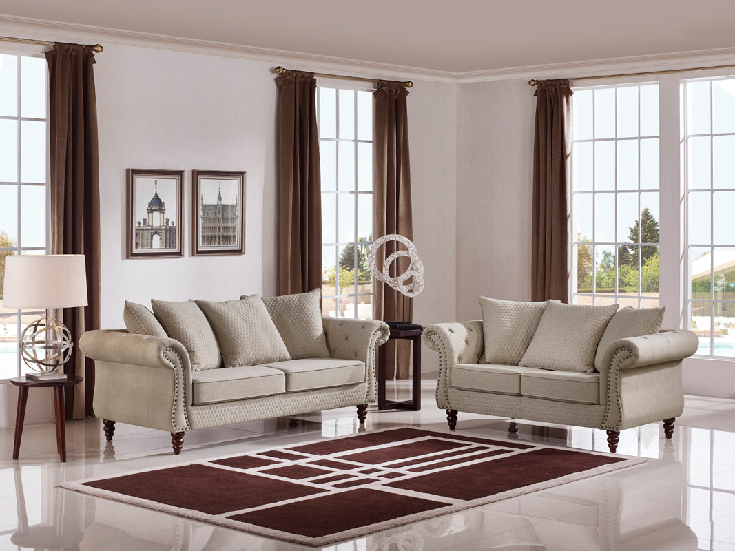 Divani Casa Nadine Transitional Beige Fabric Sofa Model VGMB-1769-BGE-SOFA