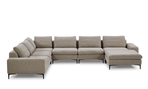 Divani Casa Cascade Modern Beige Fabric U Shaped Sectional Sofa Model VGMB-C002-BGE