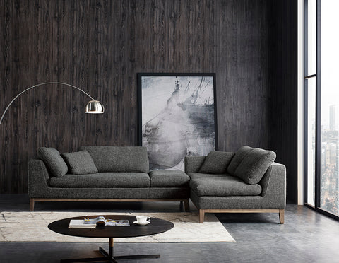 Divani Casa Hickman Modern Dark Grey Fabric Right Facing Sectional Sofa Model VGMB-C005-GRY