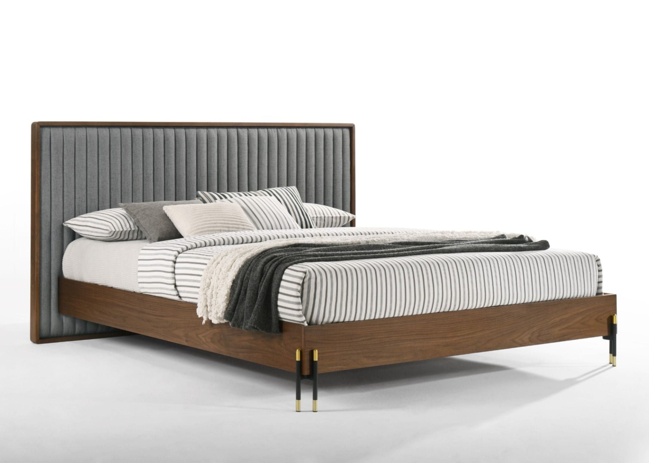 Nova Domus Metcalf Queen Mid Century Walnut & Grey Bed Model VGMABR-120-WAL-BED-Q