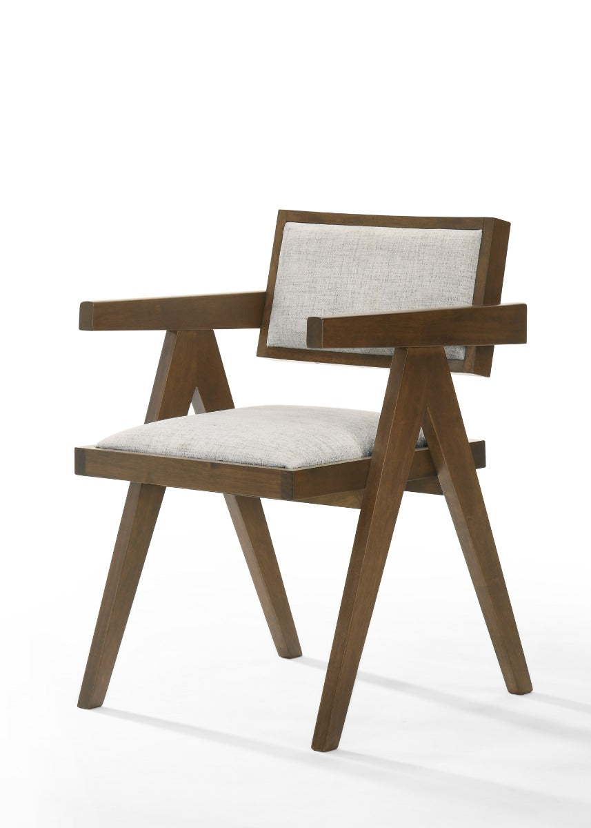 Modrest Fern Modern Walnut and Beige Dining Chair Set of 2