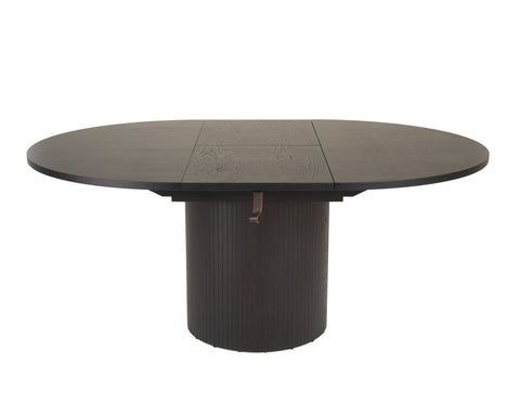 Modrest Miami Modern Black Oak Round Dining Table With Extension Model VGME121254-DT-BLK