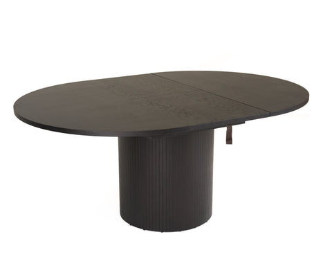Modrest Miami Modern Black Oak Round Dining Table With Extension Model VGME121254-DT-BLK