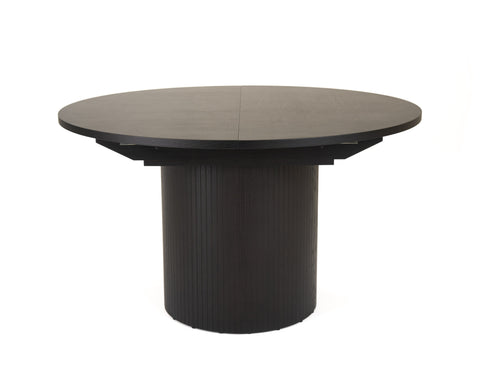 Modrest Miami Modern Black Oak Round Dining Table With Extension Model VGME121254-DT-BLK