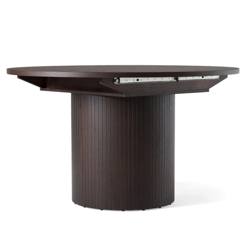 Modrest Miami Modern Brown Round Dining Table With Extension Model VGME121255-DT-BRN