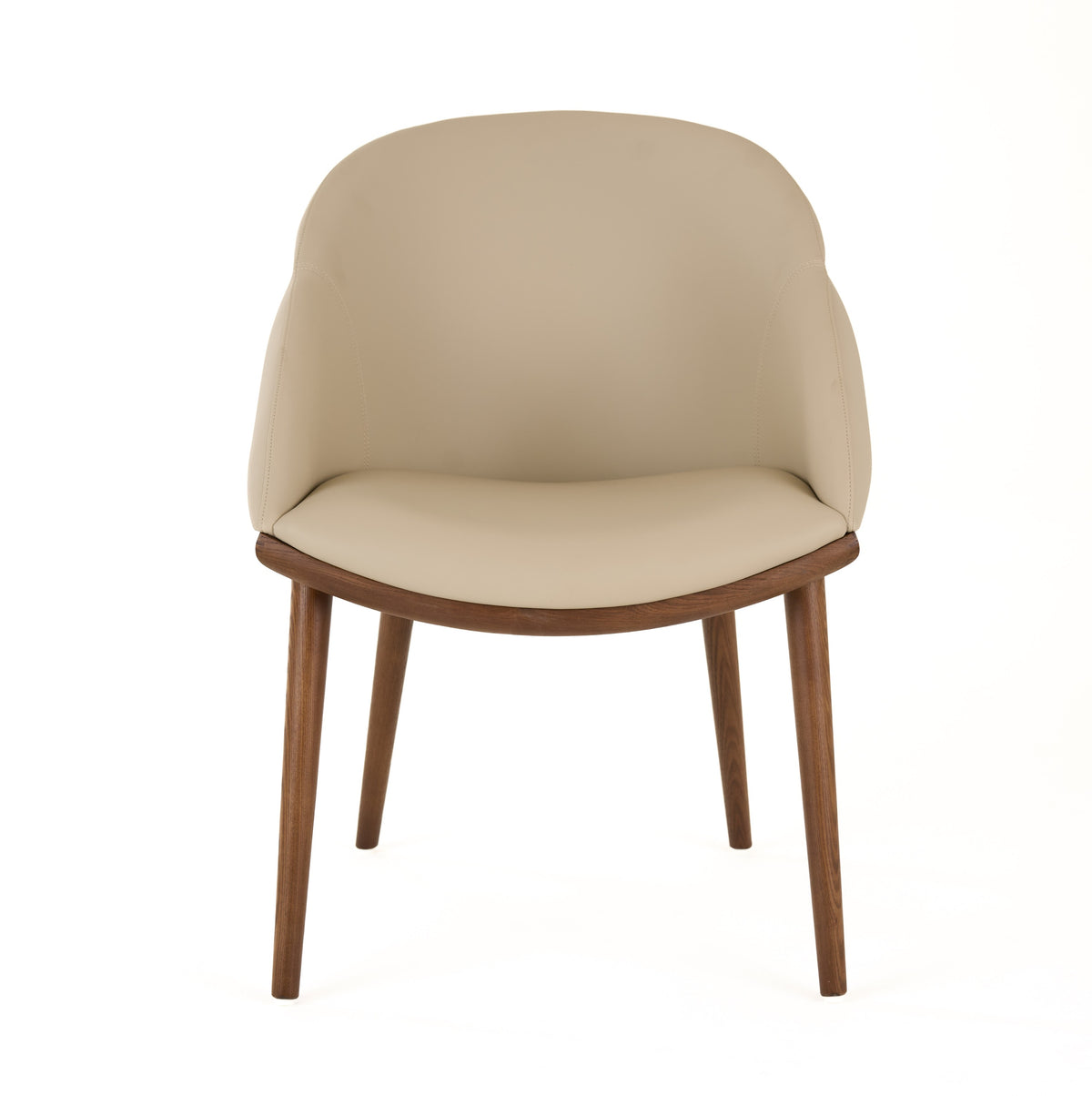 Modrest Michael Mid Century Modern Beige Vegan Leather & Walnut Dining Chair Model VGCS-CH-23010-BGE