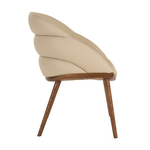 Modrest Michael Mid Century Modern Beige Vegan Leather & Walnut Dining Chair Model VGCS-CH-23010-BGE