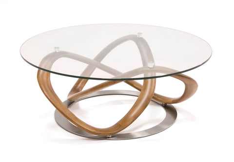 Modrest Michele Modern Glass & Walnut Coffee Table Model VGCSCT-20050-BRN-CT