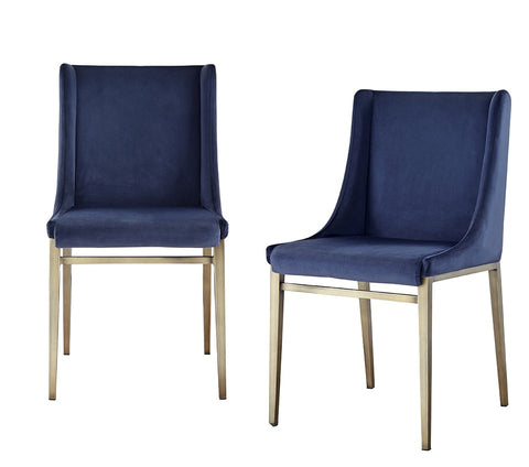 Modrest Mimi Contemporary Blue Velvet & Antique Brass Dining Chair (Set of 2) By VIG Furniture