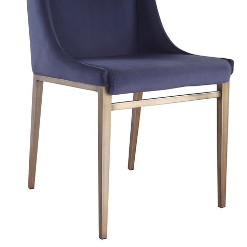 Modrest Mimi Contemporary Blue Velvet & Antique Brass Dining Chair (Set of 2) By VIG Furniture