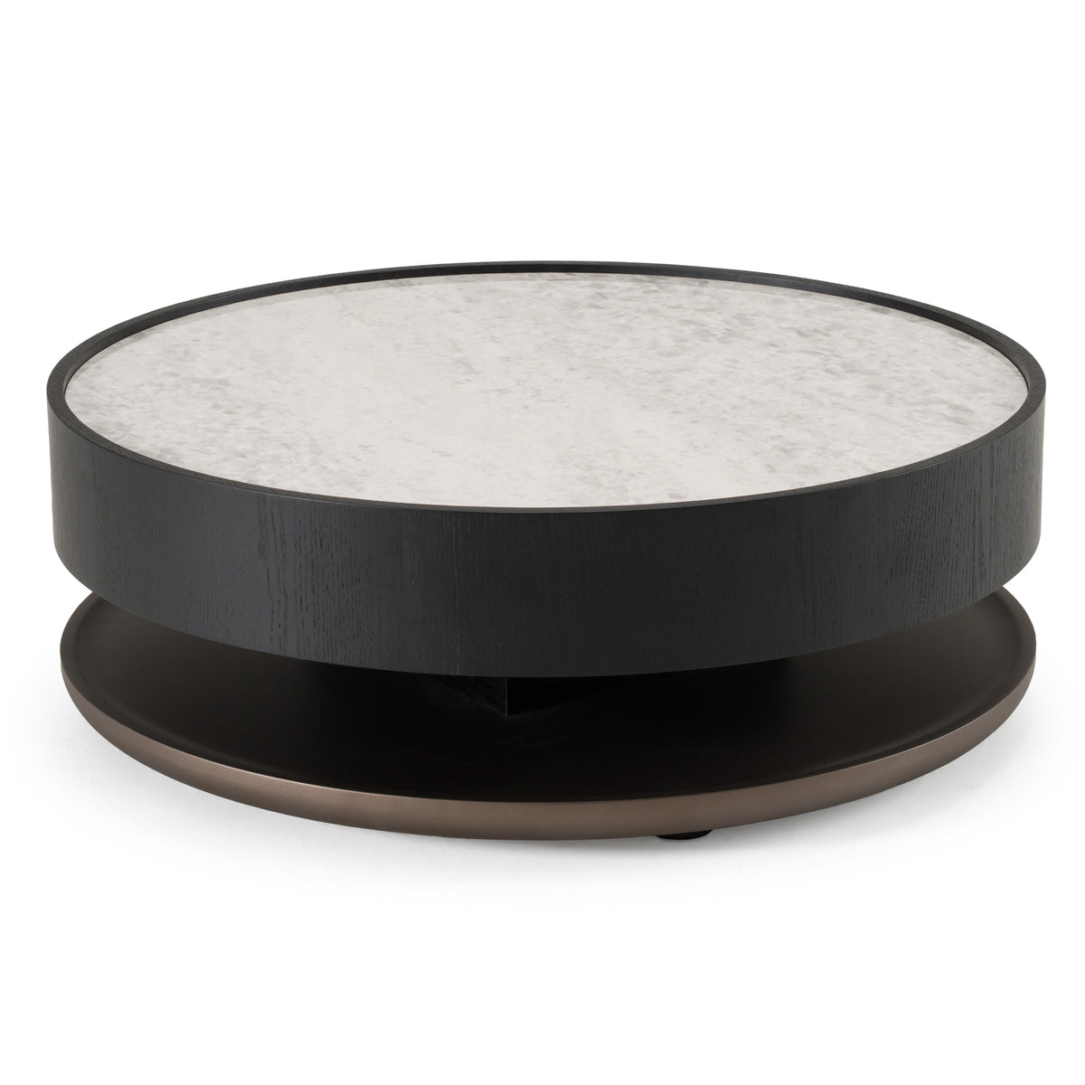 Modrest Miranda Modern Ceramic & Black Oak Round Coffee Table Model VGHBN459E