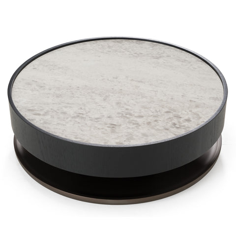 Modrest Miranda Modern Ceramic & Black Oak Round Coffee Table Model VGHBN459E