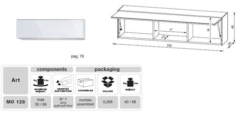 Mo Usa2 Modena Grey Tv Entertainment System Made In Italy Model VGMUMO-USA4-GR