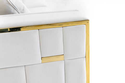 Divani Casa Mobray Glam Light Grey Velvet & Gold Sofa Model VGUIMY524-GRY