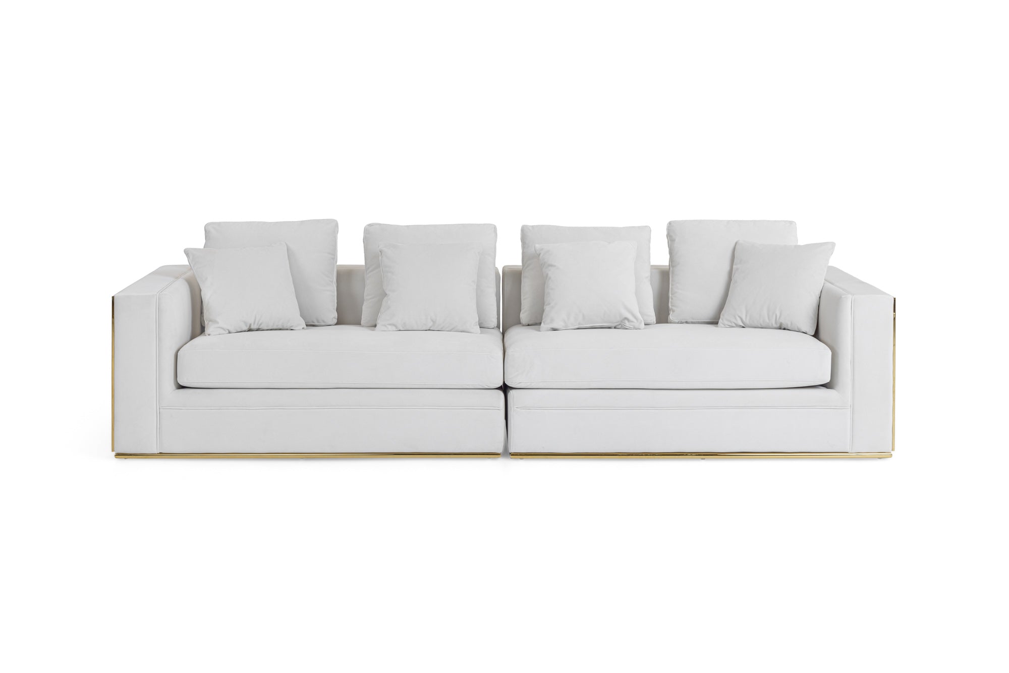 Divani Casa Mobray Glam Light Grey Velvet & Gold Sofa Model VGUIMY524-GRY