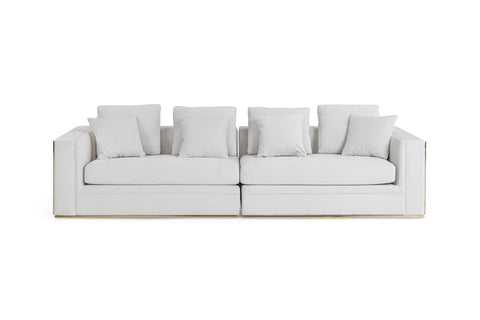 Divani Casa Mobray Glam Light Grey Velvet & Gold Sofa Model VGUIMY524-GRY