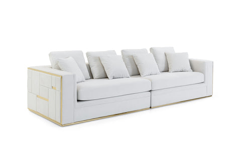 Divani Casa Mobray Glam Light Grey Velvet & Gold Sofa Model VGUIMY524-GRY