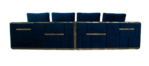 Divani Casa Mobray Glam Blue & Gold Fabric Sofa Model VGUIMY524-BLUE