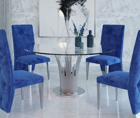 Modrest Paxton Modern Round Glass & Stainless Steel Dining Table Model VGVC-T817-RND