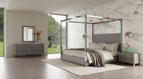 Modrest Arlene Modern Grey Elm & Stainless Steel Bedroom Set Model VGVCBD008A-SET