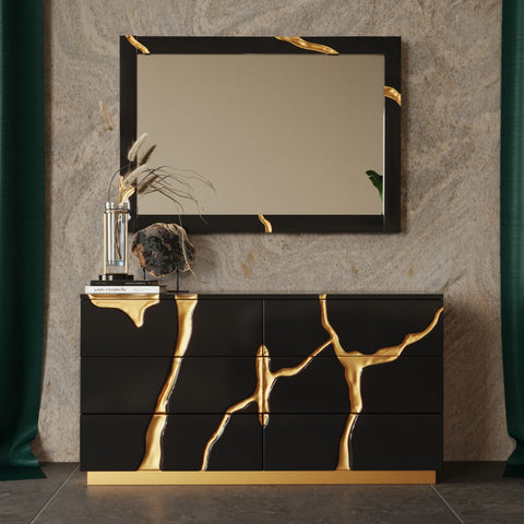 Modrest Aspen Modern Black And Gold Dresser Model VGVC-J1801-D-L-W