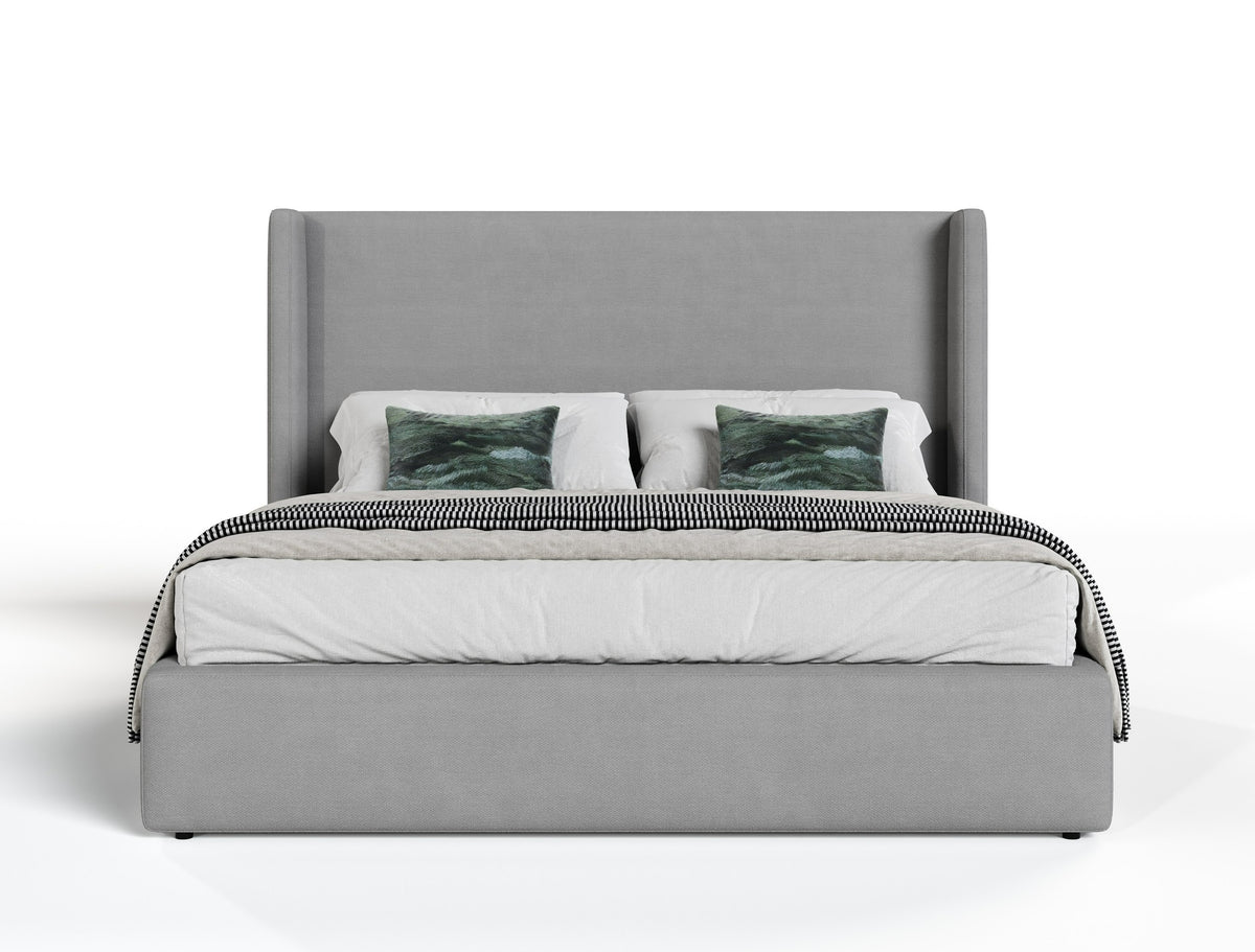 Modrest Byrne & Asus Modern Grey Fabric & Elm Grey Bed & 2 Nightstands Model VGEVVG713-GRY-3PC