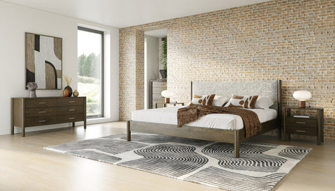 Modrest Carolina Modern Grey Fabric & Wenge Bed Model VGMA-BR-167-BED-WNG